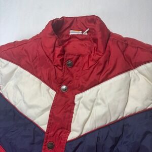 Sideout Puffer Vest Mens XL Red Blue Vintage Chevron Snap Up Streetwear 90s Y2K